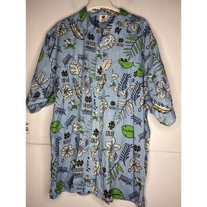 Wes and Willy Notre Dame Fighting Irish Aloha Shirt Blue Tropical XXXL 3XL NCAA